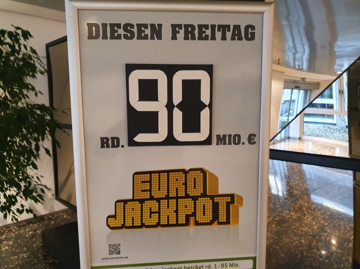 Rekordgewinn in NRW: Der 90-Millionen-Mega-Jackpot ist geknackt! Weiterer Text über ots und www.presseportal.de/nr/107909 / Die Verwendung dieses Bildes ist für redaktionelle Zwecke honorarfrei. Veröffentlichung bitte unter Quellenangabe: