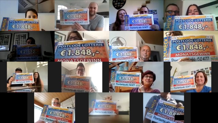Postcode-Rekord in Alsdorf: Eine Million Euro für 457 Gewinner / Die Postleitzahl-Gewinner werden per Videoanruf überrascht, zusammen gewinnen sie 500.000 Euro. Weiterer Text über ots und www.presseportal.de/nr/41583 / Die Verwendung dieses Bildes ist für redaktionelle Zwecke honorarfrei. Veröffentlichung bitte unter Quellenangabe: