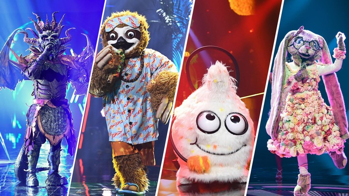 Titel: The Masked Singer;
Der Drache, das Faultier, der Wuschel und der Hase stehen im Finale.
Copyright: ProSieben/Willi Weber;
Fotograf: Willi Weber;
Rechtehinweis: Dieses Bild darf bis eine Woche nach Ausstrahlung honorarfrei fuer redaktionelle Zwecke und nur im Rahmen der Programmankuendigung verwendet werden. Spaetere Veroeffentlichungen sind nur nach Ruecksprache und ausdruecklicher Genehmigung der ProSiebenSat1 TV Deutschland GmbH moeglich. Nicht fuer EPG! Verwendung nur mit vollstaendigem Copyrightvermerk. Das Foto darf nicht veraendert, bearbeitet und nur im Ganzen verwendet werden. Es darf nicht archiviert werden. Es darf nicht an Dritte weitergeleitet werden. Aneinanderreihung/Zusammenlegung/Kopplung von Bildern zum Zweck der Erstellung von Slide-Shows o.ä. nicht gestattet; Verbindung/Einfügen/Anfügen von Werbung nicht gestattet.
Bei Fragen: foto@prosiebensat1.com
Voraussetzung fuer die Verwendung dieser Programmdaten ist die Zustimmung zu den Allgemeinen Geschaeftsbedingungen der Presselounges der Sender der ProSiebenSat.1 Media SE.; Weiterer Text über ots und www.presseportal.de/nr/25171 / Die Verwendung dieses Bildes ist für redaktionelle Zwecke honorarfrei. Veröffentlichung bitte unter Quellenangabe: