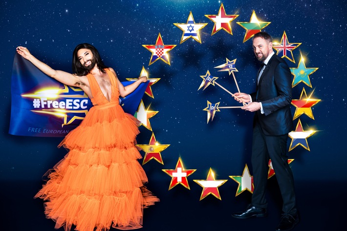 Von Kasachstan ueber Großbritannien bis Kroatien und Israel: Diese Laender singen beim #FreeESC von Stefan Raab und ProSieben.
Kroatien, Israel, Tuerkei, Daenemark, Schweiz, Großbritannien, Oesterreich, Niederlande, Deutschland, Spanien, Polen, Bulgarien, Italien, Irland, Kasachstan - fuer diese 15 und weitere Laender treten prominente Musiker beim »FREE EUROPEAN SONG CONTEST« live im Studio in Koeln an, um mit ihren Songs für ihr jeweiliges Heimatland zu punkten. Titel: FREE EUROPEAN SONG CONTEST;
Folge: 1;
Ausstrahlungszeitraum bis: 2020-05-16;
Person: Conchita Wurst; Steven Gaetjen;
Copyright: ProSieben/Markus Morianz/Martin Saumweber;
Fotograf: ProSieben;
Bildredakteur: Kathrin Baumann;
Dateiname: 1991513.jpg;
Rechtehinweis: Dieses Bild darf bis eine Woche nach Ausstrahlung honorarfrei fuer redaktionelle Zwecke und nur im Rahmen der Programmankuendigung verwendet werden. Spaetere Veroeffentlichungen sind nur nach Ruecksprache und ausdruecklicher Genehmigung der ProSiebenSat1 TV Deutschland GmbH moeglich. Nicht fuer EPG! Verwendung nur mit vollstaendigem Copyrightvermerk. Das Foto darf nicht veraendert, bearbeitet und nur im Ganzen verwendet werden. Es darf nicht archiviert werden. Es darf nicht an Dritte weitergeleitet werden. Aneinanderreihung/Zusammenlegung/Kopplung von Bildern zum Zweck der Erstellung von Slide-Shows o.ae. nicht gestattet; Verbindung/Einfuegen/Anfuegen von Werbung nicht gestattet.
Bei Fragen: foto@prosiebensat1.com
Voraussetzung fuer die Verwendung dieser Programmdaten ist die Zustimmung zu den Allgemeinen Geschaeftsbedingungen der Presselounges der Sender der ProSiebenSat.1 Media SE. Weiterer Text über ots und www.presseportal.de/nr/25171 / Die Verwendung dieses Bildes ist für redaktionelle Zwecke honorarfrei. Veröffentlichung bitte unter Quellenangabe: