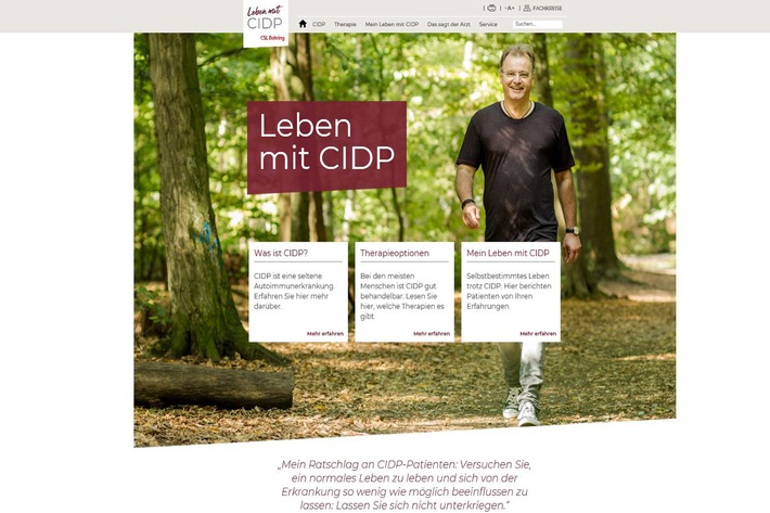 Auf www.leben-mit-cidp.de stehen Aufklärung und Information von Patienten und ihren Angehörigen im Mittelpunkt. Weiterer Text über ots und www.presseportal.de/nr/82137 / Die Verwendung dieses Bildes ist für redaktionelle Zwecke honorarfrei. Veröffentlichung bitte unter Quellenangabe: