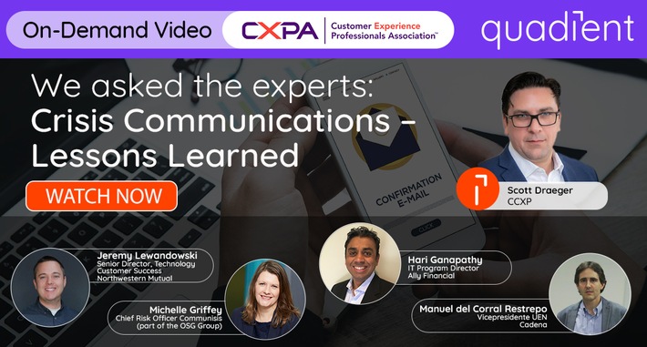 Coronakrise: Unternehmen senden 30 Prozent mehr E-Mails an Kunden / Wie kommunizieren Unternehmen in Krisensituationen mit ihren Kunden? Im von CXPA und Quadient organisierten Webinar werden interessante Beispiele dargestellt. Weiterer Text über ots und www.presseportal.de/nr/138241 / Die Verwendung dieses Bildes ist für redaktionelle Zwecke honorarfrei. Veröffentlichung bitte unter Quellenangabe: