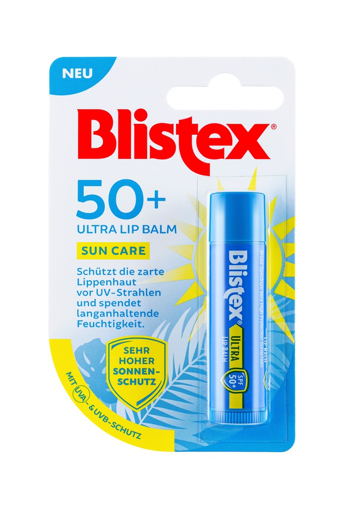 Der neue Blistex Sun 50+ Ultra bietet sehr hohen Sonnenschutz / Blistex Sun 50+ Ultra / Von der Sonne geküsst: Der neue Blistex Sun 50+ Ultra bietet sehr hohen Sonnenschutz für die empfindliche Lippenhaut. Weiterer Text über ots und www.presseportal.de/nr/145491 / Die Verwendung dieses Bildes ist für redaktionelle Zwecke honorarfrei. Veröffentlichung bitte unter Quellenangabe: