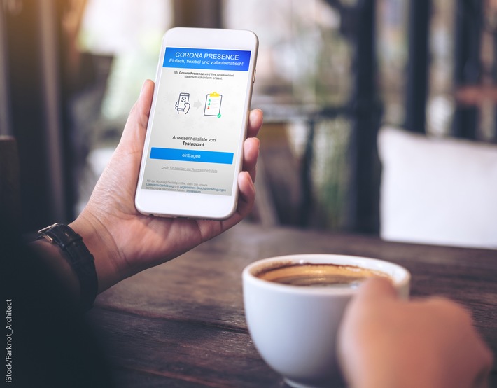 Corona-Presence im Einsatz - funktioniert mit jedem Smartphone ganz ohne App. Weiterer Text über ots und www.presseportal.de/nr/144827 / Die Verwendung dieses Bildes ist für redaktionelle Zwecke honorarfrei. Veröffentlichung bitte unter Quellenangabe: