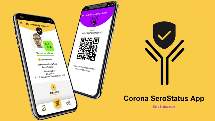 Corona SeroStatus App ermöglicht dezentralen Testnachweis - Die Daten werden ausschlieÃlich auf dem Handy des Nutzers gespeichert, und er gibt jeden Zugriff darauf explizit frei. Der Nutzer kann dadurch seine vom Arzt attestierten Corona Testergebnisse sicher speichern und z.B. am Messe-Eingang einfach per QR-Code vorzeigen. Weiterer Text über ots und www.presseportal.de/nr/144806 / Die Verwendung dieses Bildes ist für redaktionelle Zwecke honorarfrei. Veröffentlichung bitte unter Quellenangabe: