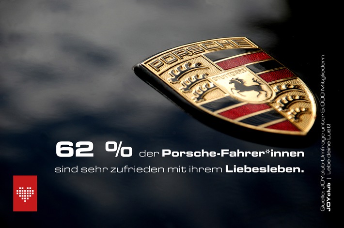 62 % der Porsche-Fahrer*innen sind sehr zufrieden mit ihrem Liebesleben. Platz 2: Dacia-Fahrer*innen mit 55 %. Weiterer Text über ots und www.presseportal.de/nr/106057 / Die Verwendung dieses Bildes ist für redaktionelle Zwecke honorarfrei. Veröffentlichung bitte unter Quellenangabe: