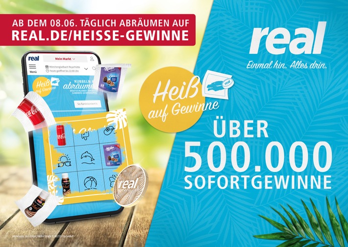 Heiß auf Gewinne - Das real Sommergewinnspiel 2020 / real feiert den Sommer mit tollen Angeboten und großem Gewinnspiel. Weiterer Text über ots und www.presseportal.de/nr/58538 / Die Verwendung dieses Bildes ist für redaktionelle Zwecke honorarfrei. Veröffentlichung bitte unter Quellenangabe: