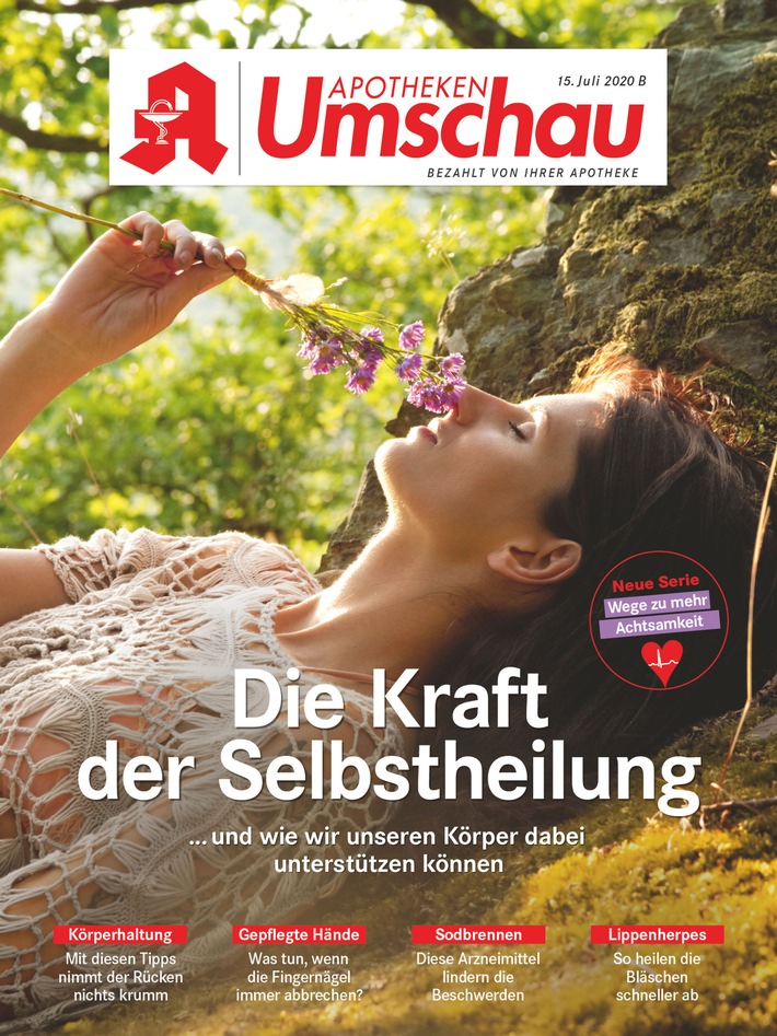Titelcover Apotheken Umschau Ausgabe 7B/2020. Die Verwendung dieses Bildes ist für redaktionelle Zwecke honorarfrei, es darf jedoch nur im Zusammenhang mit der Pressemeldung und Quellenangabe veröffentlicht werden. Weiterer Text über ots und www.presseportal.de/nr/52678 / Die Verwendung dieses Bildes ist für redaktionelle Zwecke honorarfrei. Veröffentlichung bitte unter Quellenangabe:
