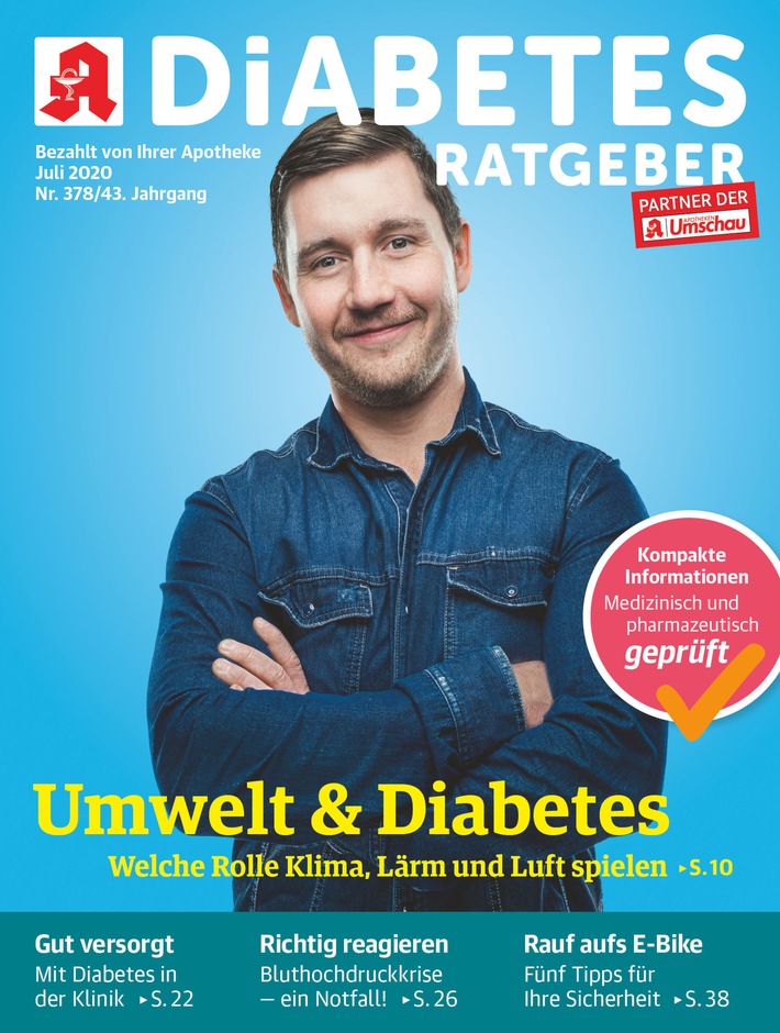 Diabetes Ratgeber-Titelcover, Ausgabe Juli 2020. Die Verwendung dieses Bildes ist für redaktionelle Zwecke honorarfrei, es darf jedoch nur im Zusammenhang mit der Pressemeldung und Quellenangabe veröffentlicht werden. Weiterer Text über ots und www.presseportal.de/nr/52678 / Die Verwendung dieses Bildes ist für redaktionelle Zwecke honorarfrei. Veröffentlichung bitte unter Quellenangabe: