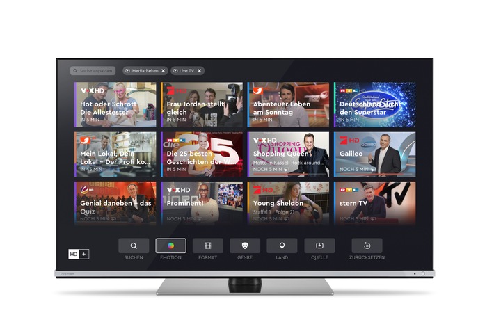 HD+ Komfort-Funktion / TV-Guide / Toshiba. Weiterer Text über ots und www.presseportal.de/nr/81351 / Die Verwendung dieses Bildes ist für redaktionelle Zwecke honorarfrei. Veröffentlichung bitte unter Quellenangabe:
