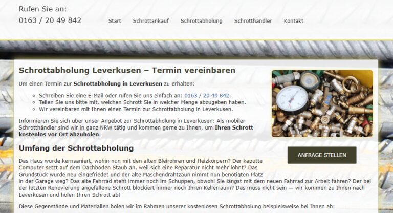 Schrottabholung Krefeld : Wir sind schon seit vielen Jahren erfolgreich im Schrotthandel sowie der Schrottabholung Krefeld tätig